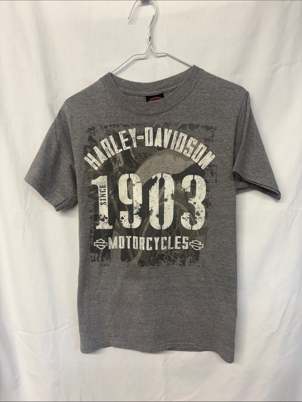 Harley-Davidson Gray and White 1903 Graphic Tee sz S